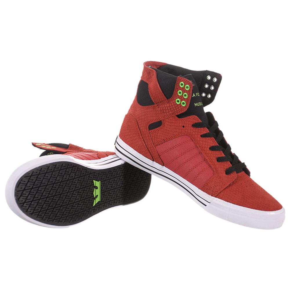 Baskets Montantes Supra SkyTop Rouge Red/Black/Lime-White Homme | QEB-57162802